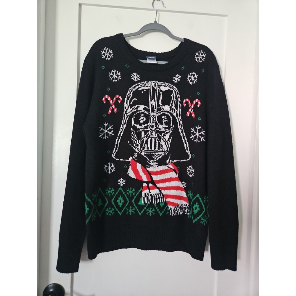 Star Wars Mens Darth Vader Ugly‎ Christmas Sweater Large Black Knit Lucasfilm